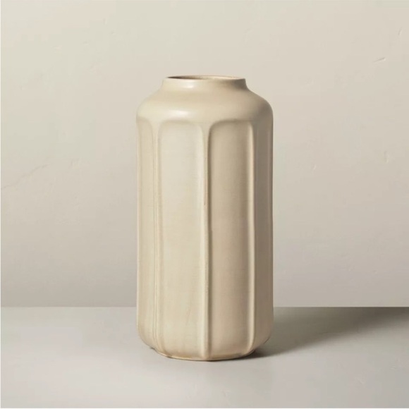 Hearth & Hand Other - Hearth & Hand  16” Faceted Ceramic Vase, Taupe